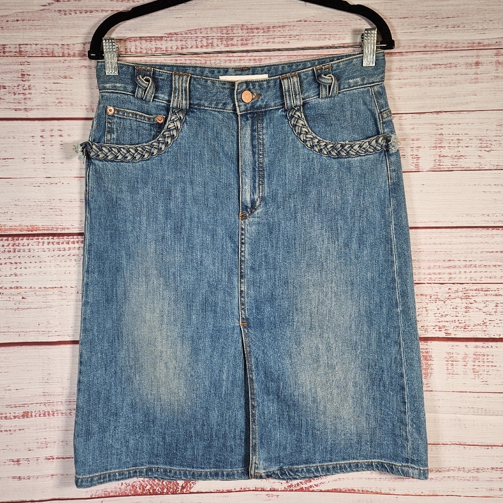 See By Chloe Denim Braided Midi Skirt